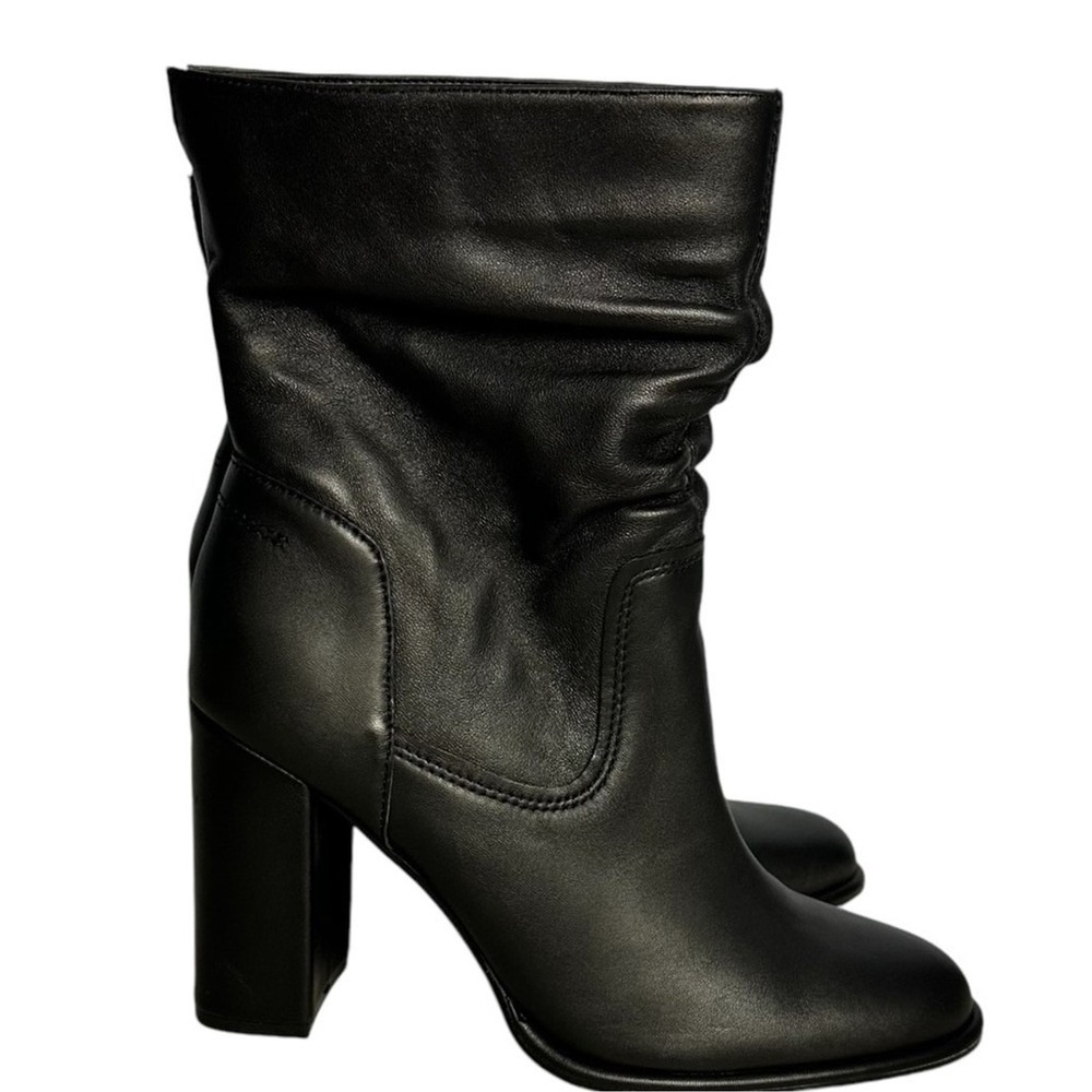 Steve Madden 7.5 Black Vector Black Leather‎ Slouch Ankle Boots